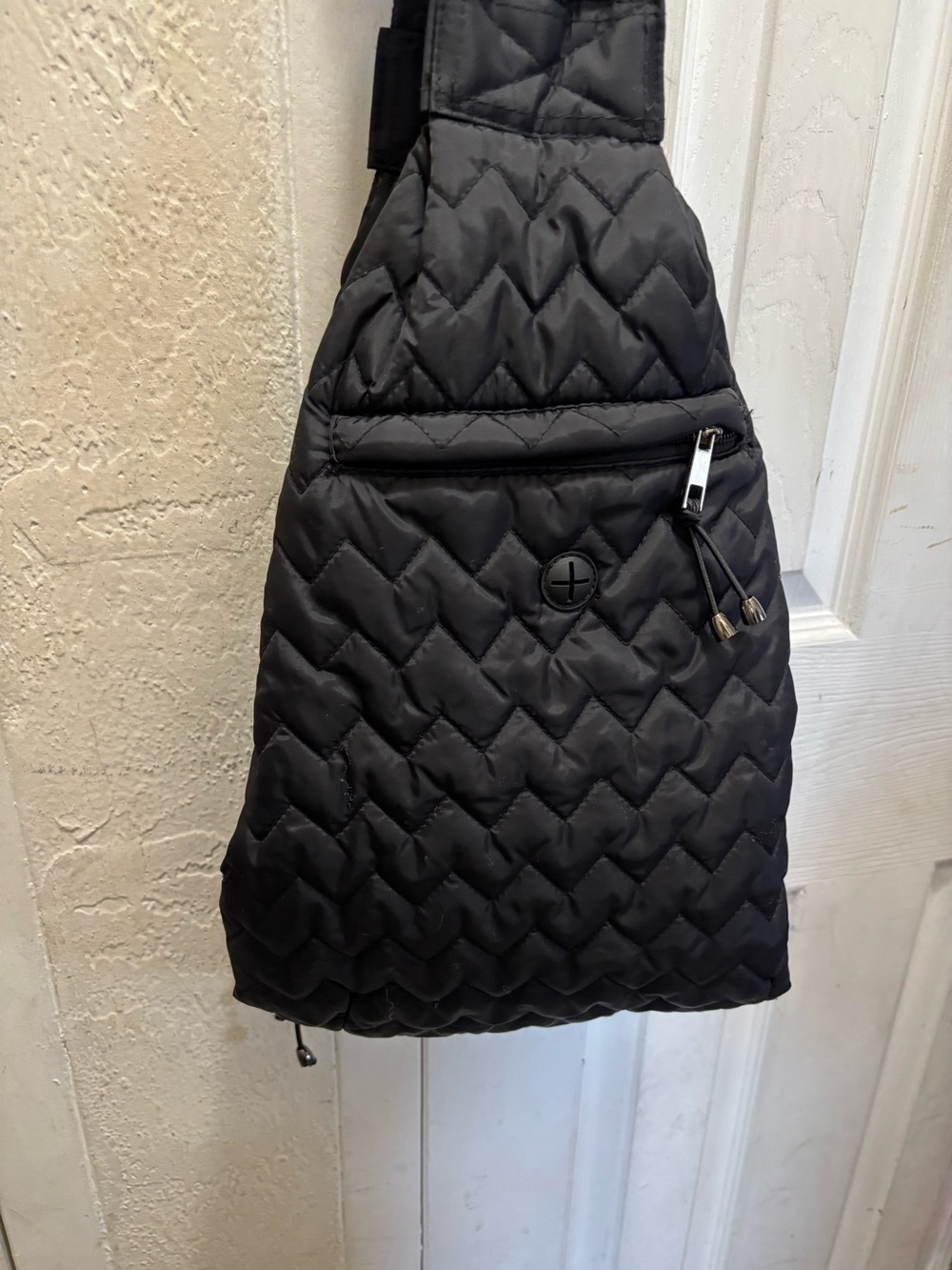 Quilted Sling Crossbody Bag - Black dog carrier